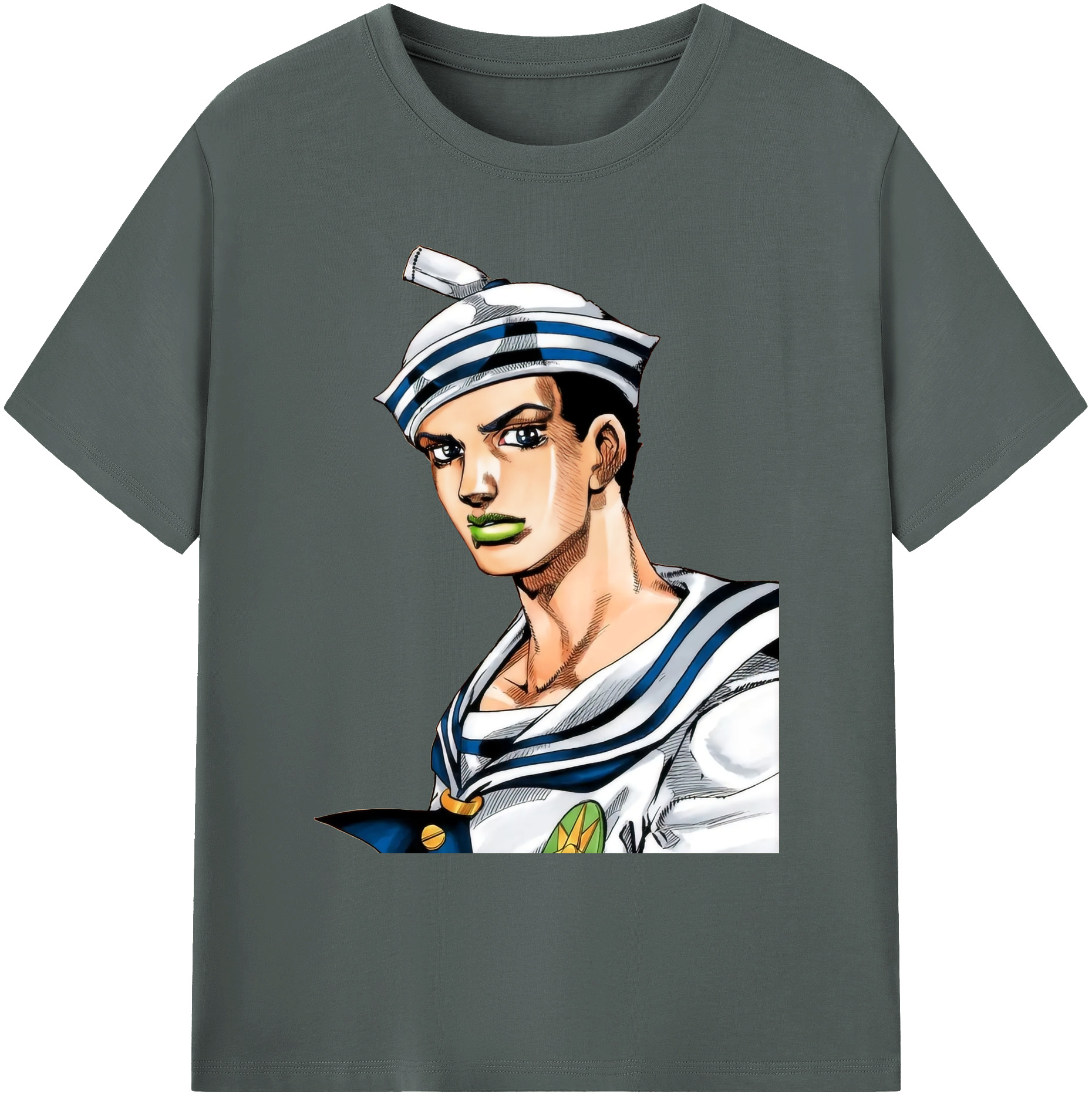 （画像用） ジョジョの奇妙な冒険 東方定助 JoJo's Bizarre Adventure Higashikata Josuke 綿100％ メンズ半袖Tシャツ｜肌触りやわらか＆通気性
